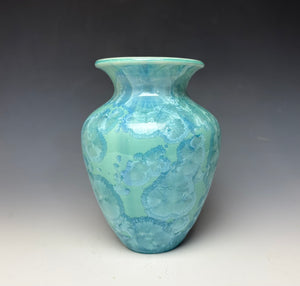 Light Teal Crystalline Glazed Vase