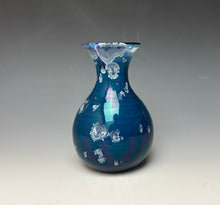 Load image into Gallery viewer, Crystalline Glazed Mini Vase in Atlantic Storm Blue 2
