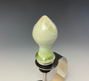 Crystalline Glazed Bottle Stopper- Moss Green