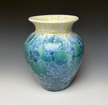 Load image into Gallery viewer, Ivory and Teal Blue Crystalline Vase
