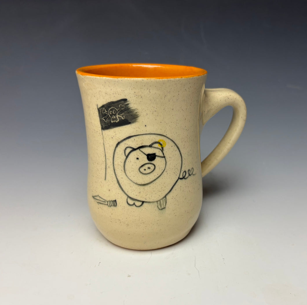 Pirate Pig Mug- Orange