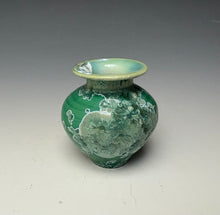Load image into Gallery viewer, Emerald Green &amp; Silver Crystalline Glazed Mini Vase
