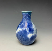 Load image into Gallery viewer, Winter Sky Blue Crystalline Glazed Mini Vase
