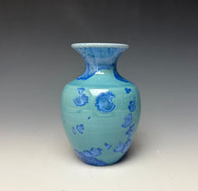 Load image into Gallery viewer, Teal Blue Crystalline Glazed Mini Vase
