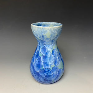 Teal Blue Crystalline Glazed Bulb Vase #3