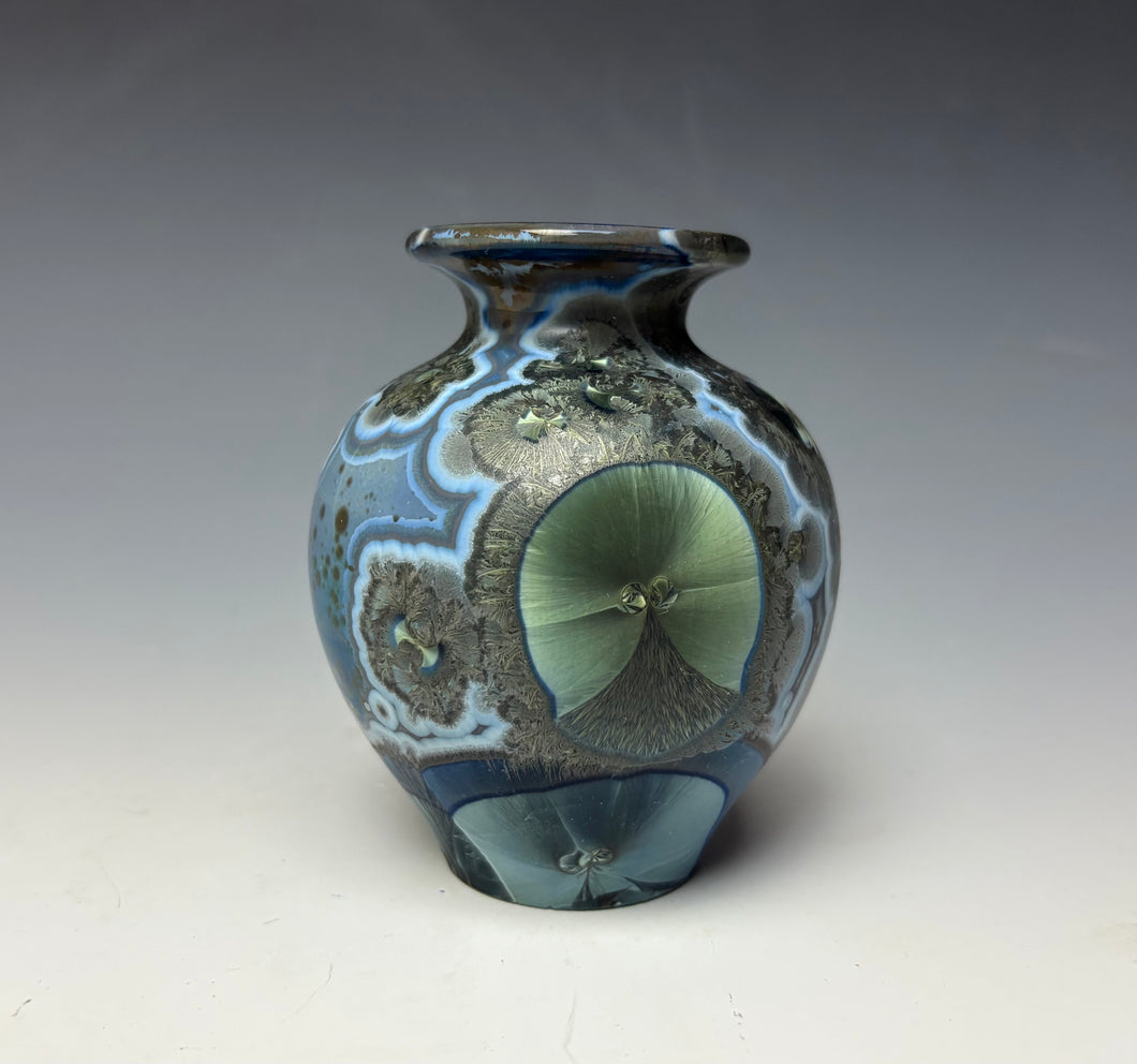 Cobalt Galaxy Crystalline Glazed Mini Vase