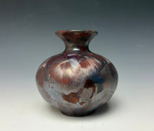 Load image into Gallery viewer, Cobalt &amp; Ruby Galaxy Crystalline Glazed Mini Vase
