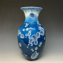 Load image into Gallery viewer, Crystalline Glazed Vase in Atlantic Storm Blue
