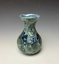Load image into Gallery viewer, Deep Ocean Blue and Silver Crystalline Mini Vase 3
