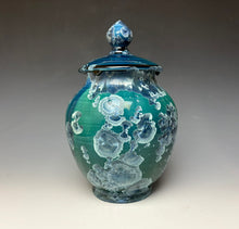 Load image into Gallery viewer, Deep Aqua Crystalline Glazed Jar
