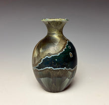 Load image into Gallery viewer, Deep Aquamarine Galaxy Crystalline Glazed Mini Vase
