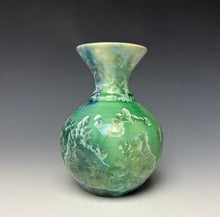 Load image into Gallery viewer, Crystalline Glazed Mini Vase in Light Green with Blue
