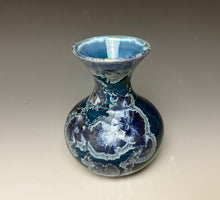 Load image into Gallery viewer, Crystalline Glazed Mini Vase in Atlantic Storm Blue 2
