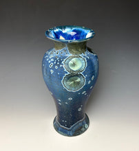 Load image into Gallery viewer, Cobalt Galaxy Crystalline Glazed Vase 14
