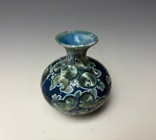 Load image into Gallery viewer, Deep Ocean Blue and Silver Crystalline Mini Vase 2
