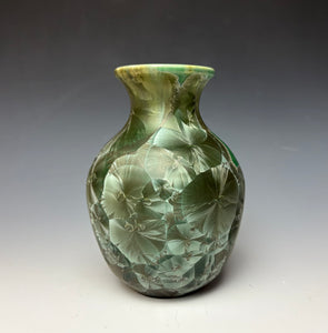 Crystalline Glazed Vase in Green Galaxy