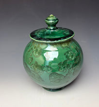 Load image into Gallery viewer, Green and Silver Crystalline Glazed Jar
