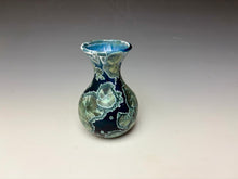 Load image into Gallery viewer, Deep Ocean Blue and Silver Crystalline Mini Vase 3
