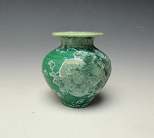 Load image into Gallery viewer, Emerald Green &amp; Silver Crystalline Glazed Mini Vase
