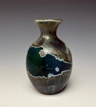 Load image into Gallery viewer, Deep Aquamarine Galaxy Crystalline Glazed Mini Vase
