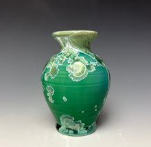 Load image into Gallery viewer, Emerald Green &amp; Silver Crystalline Glazed Mini Vase
