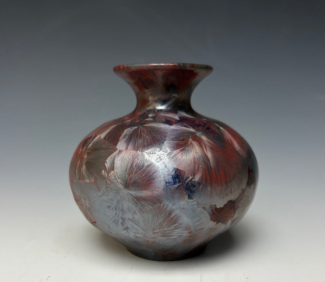 Cobalt & Ruby Galaxy Crystalline Glazed Mini Vase