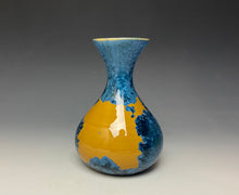 Load image into Gallery viewer, Blue and Orange Crystalline Mini Vase
