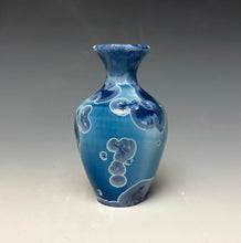 Load image into Gallery viewer, Crystalline Glazed Mini Vase in Atlantic Storm Blue 3
