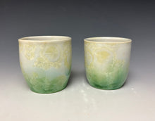 Load image into Gallery viewer, Ivory and Light Green Crystalline Sake Cup
