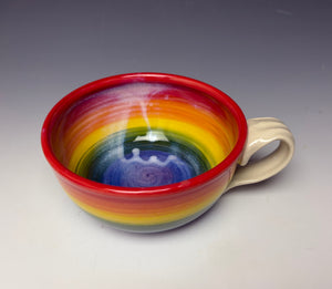 Rainbow Soup Mug - Red Rim