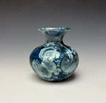 Load image into Gallery viewer, Deep Ocean Blue and Silver Crystalline Mini Vase 4
