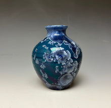 Load image into Gallery viewer, Crystalline Glazed Mini Vase in Atlantic Storm Blue
