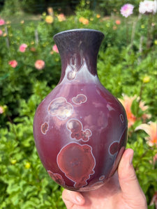 Crystalline Glazed Vase in Ruby