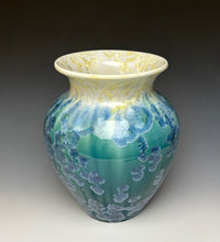 Load image into Gallery viewer, Ivory and Teal Blue Crystalline Vase
