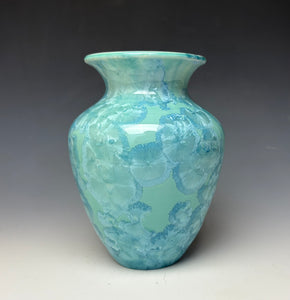 Light Teal Crystalline Glazed Vase