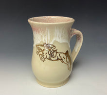 Load image into Gallery viewer, Gold Jumping Horse and Rider Mug- Rose
