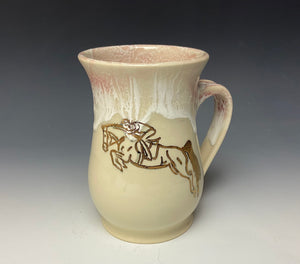 Gold Jumping Horse and Rider Mug- Rose