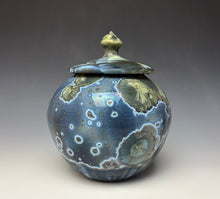 Load image into Gallery viewer, Cobalt Galaxy Crystalline Glazed Jar
