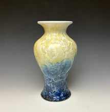 Load image into Gallery viewer, Crystalline Vase in Ivory and Blue

