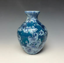 Load image into Gallery viewer, Crystalline Glazed Vase in Atlantic Storm Blue
