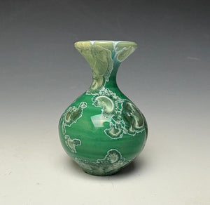 Emerald Green & Silver Crystalline Glazed Mini Vase #2