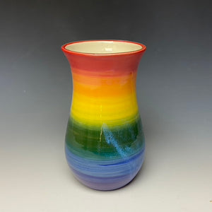 Rainbow Curvy Vase - Red Top