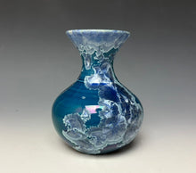 Load image into Gallery viewer, Crystalline Glazed Mini Vase in Atlantic Storm Blue 2
