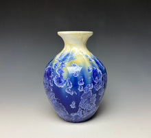 Load image into Gallery viewer, Crystalline Vase in Ivory and Blue 2
