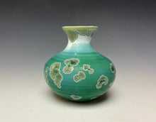 Load image into Gallery viewer, Emerald Green &amp; Silver Crystalline Glazed Mini Vase #2
