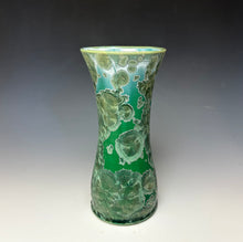 Load image into Gallery viewer, Emerald Green &amp; Silver Crystalline Glazed Vase

