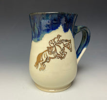 Load image into Gallery viewer, Gold Jumping Horse &amp; Rider Mug- Galaxy Blue #1
