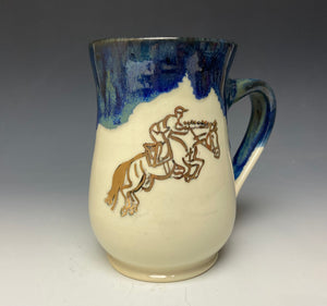 Gold Jumping Horse & Rider Mug- Galaxy Blue #1