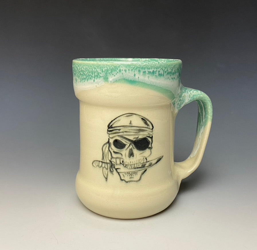 Pirate Skull Mug- Bermuda Green