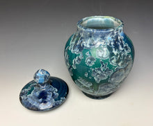 Load image into Gallery viewer, Deep Aqua Crystalline Glazed Jar
